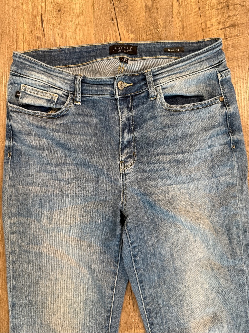 High-Rise Light Blue Bootcut Jeans - Women's - Picture 4 of 7